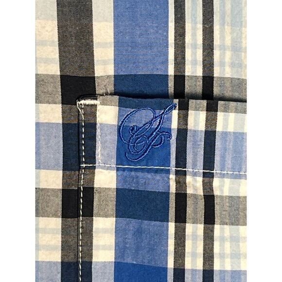 South Pole Hexagon Mens Shirt Button Up Short Sleeve Blue‎ Plaid 100% Cotton XL - Picture 5 of 10